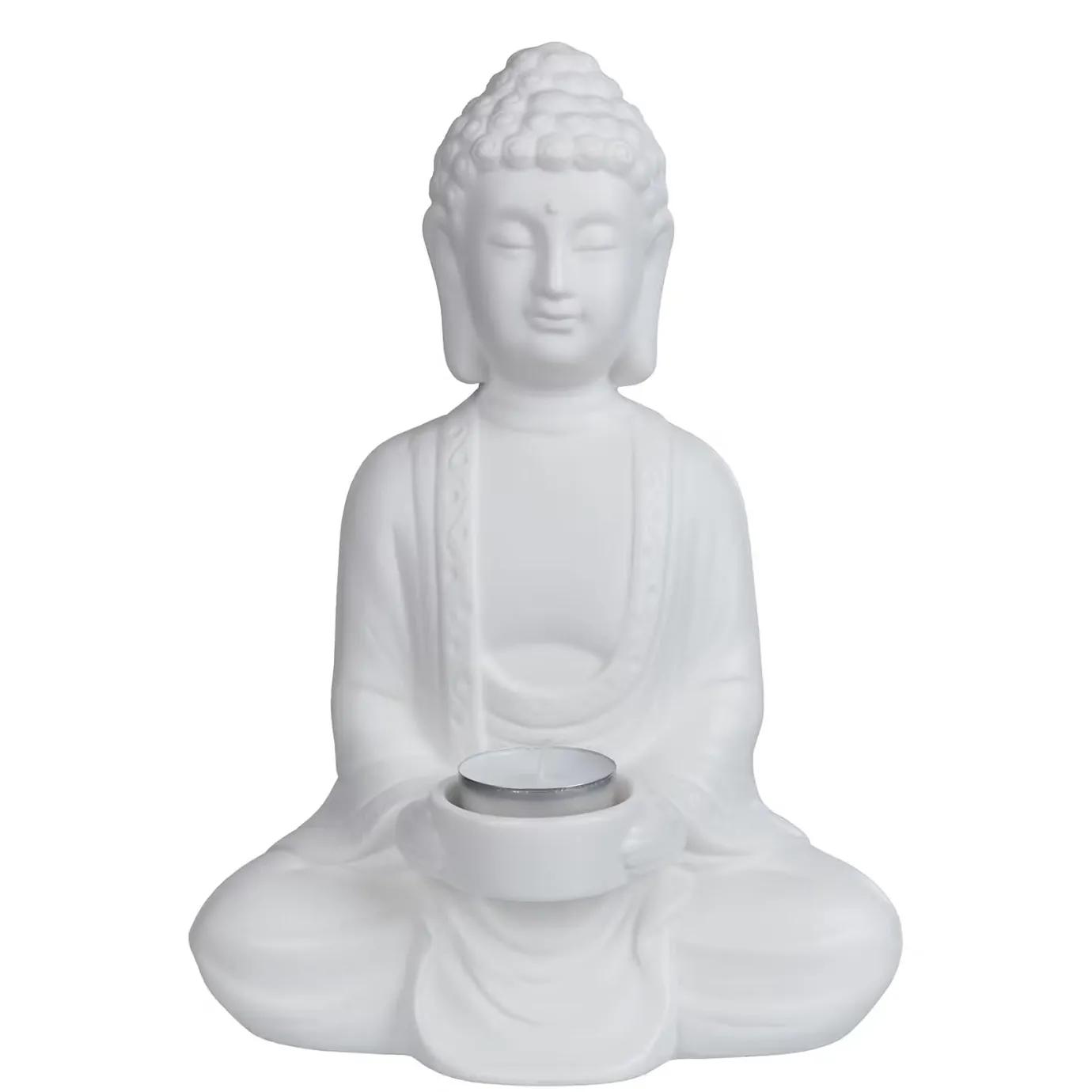 Butlers BUDDHA Deko-Statue mit Kerzenhalter- Teelichthalter|Kerzenhalter & Kerzenständer