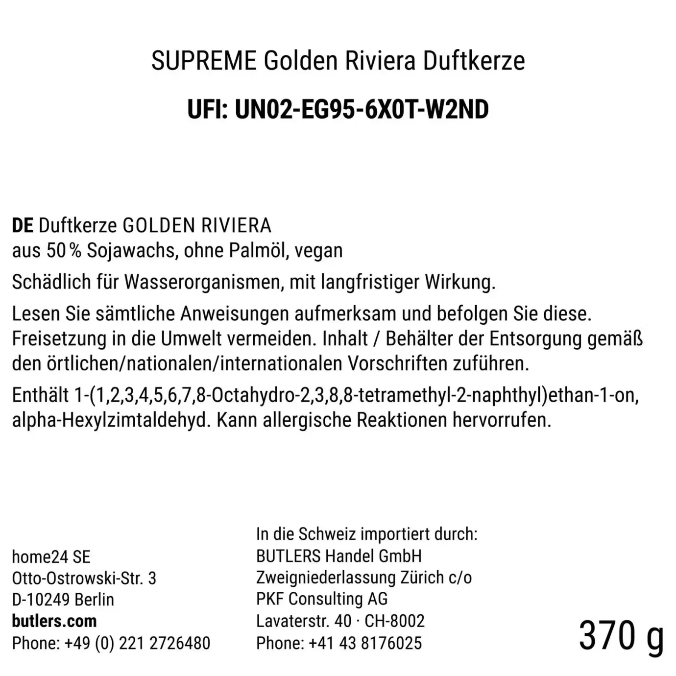 Butlers SUPREME Duftkerze Golden Riviera- Raumdüfte|Raumdüfte & Diffuser